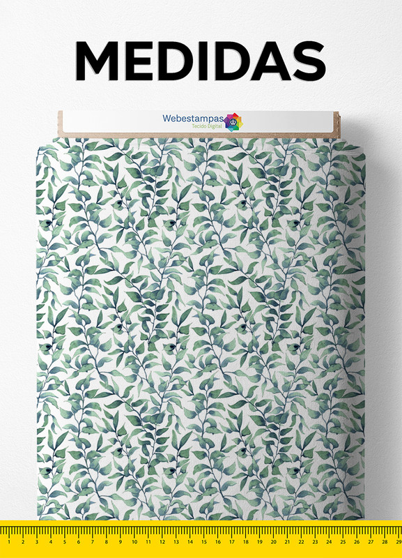 Tecido Tricoline Estampa Digital Folhas 5 com 1,50m de Largura