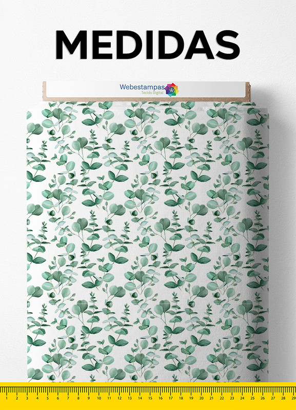 Tecido Tricoline Estampa Digital Folhas 8 com 1,50m de Largura