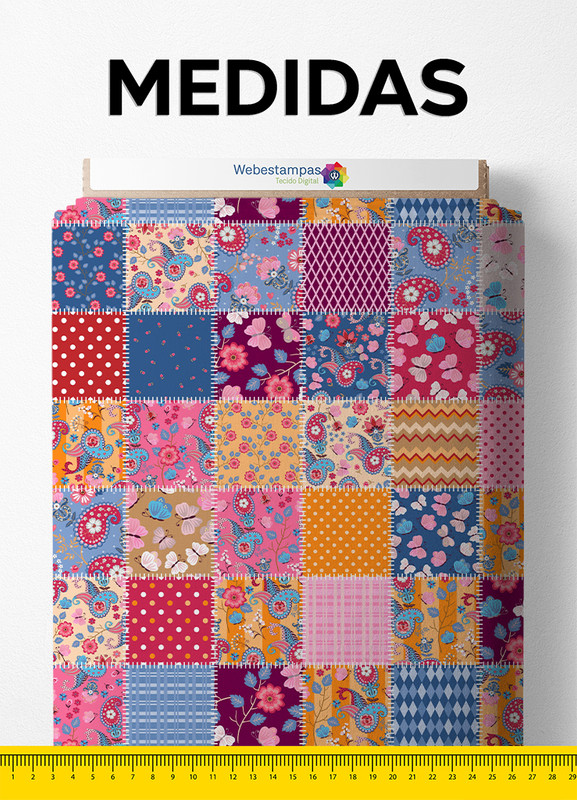 Tecido Tricoline Estampa Digital Patchwork 10 com 1,50m de Largura