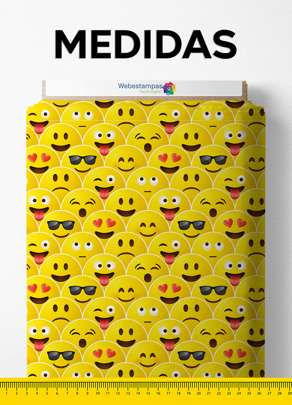 Tecido Tricoline Estampa Digital Emojis 1,50m de Largura