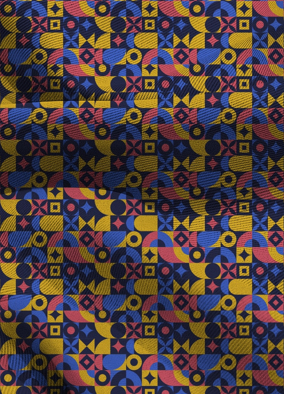 Tecido Blackout Estampa Digital Mosaico Colorido 1,35m de Largura