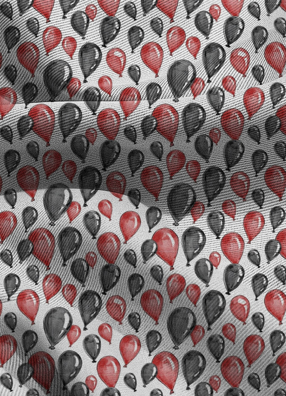 Tecido Blackout Estampa Digital Balões Vermelhos e Pretos 1,35m de Largura