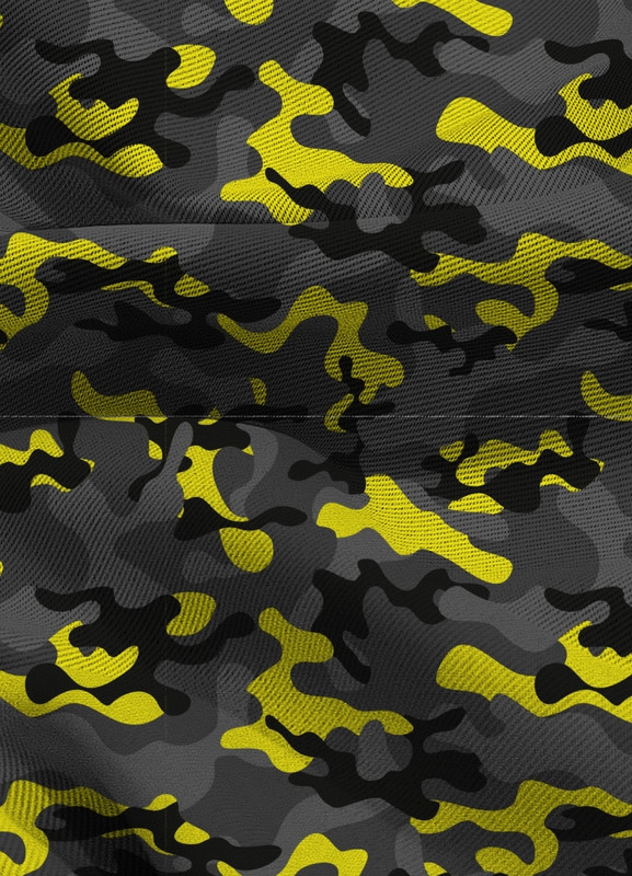 Tecido Blackout Estampa Digital Camuflada Amarela e Cinza 1,35m de Largura