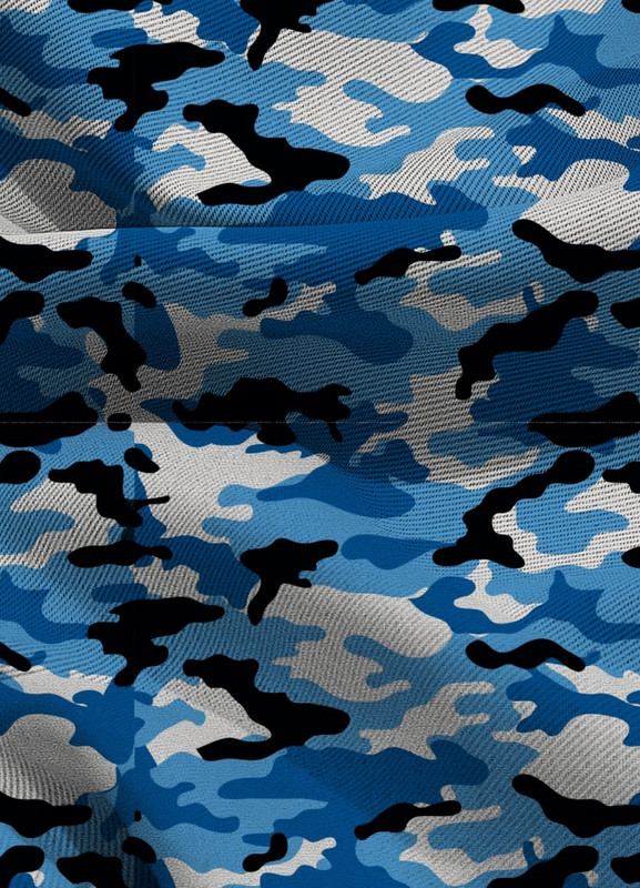 Tecido Blackout Estampa Digital Camuflada Azul, Branco e Preto 1,35m de Largura