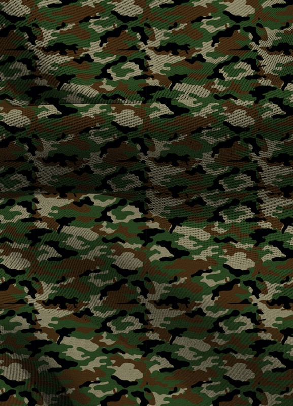 Tecido Blackout Estampa Digital Camuflagem Verde, Marrom e Preto 1,35m de Largura