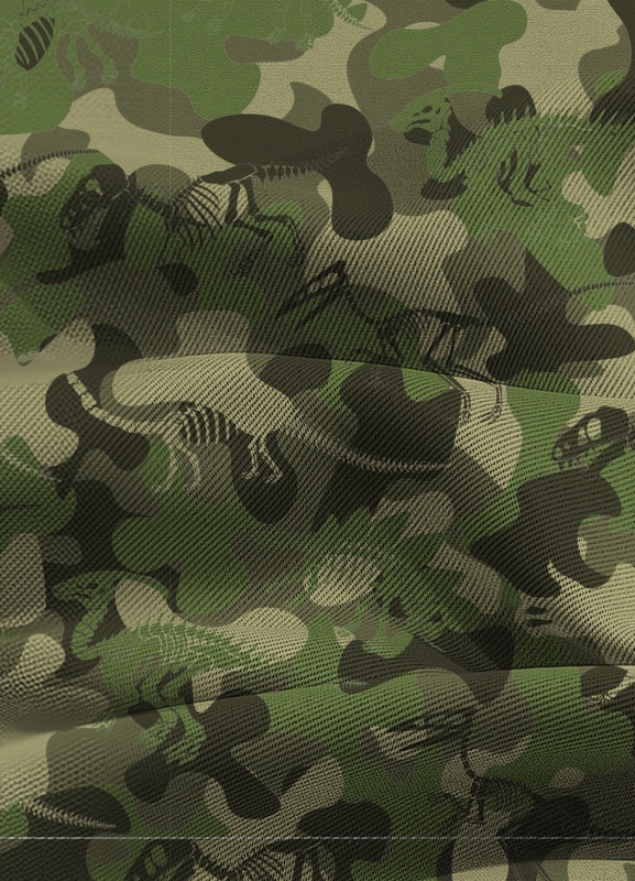 Tecido Blackout Estampa Digital Camuflagem e Dinos 1,35m de Largura