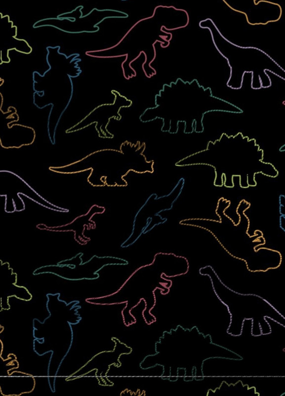 Tecido Blackout Estampa Digital Dinossauros Neon 1,35m de Largura