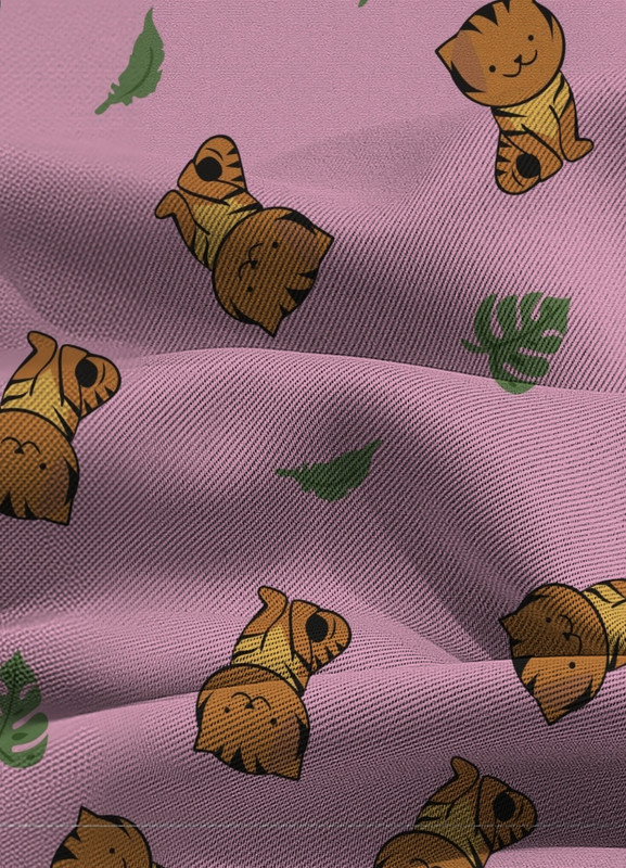 Tecido Blackout Estampa Digital Gatinho Fundo Rosa 1,35m de Largura