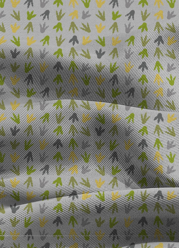 Tecido Blackout Estampa Digital Pegadas Fundo Cinza 1,35m de Largura