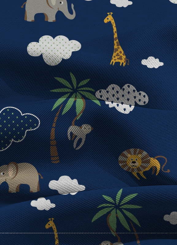 Tecido Blackout Estampa Digital Safári Fundo Marinho 1,35m de Largura