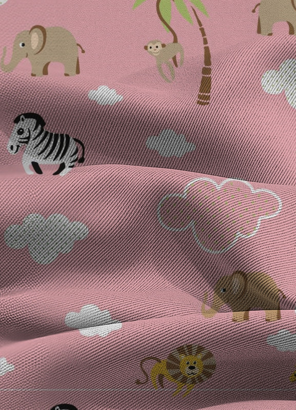 Tecido Blackout Estampa Digital Safári Fundo Rosa 1,35m de Largura