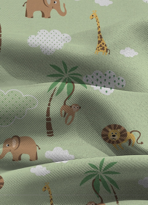 Tecido Blackout Estampa Digital Safári Fundo Verde 1,35m de Largura