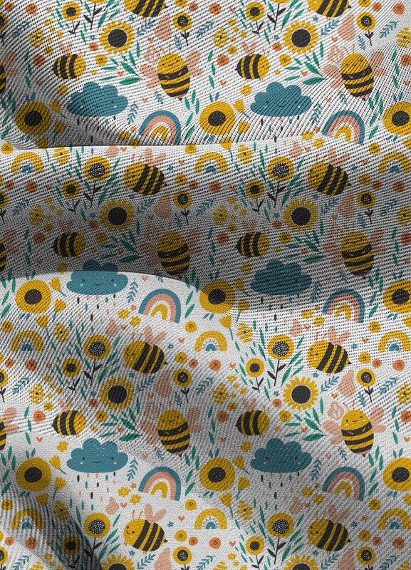 Tecido Blackout Estampa Digital Abelhinha 1,35m de Largura