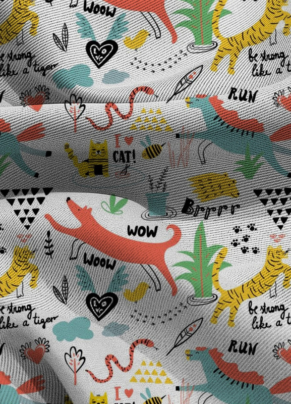 Tecido Blackout Estampa Digital Animais Coloridos 1,35m de Largura