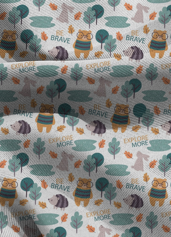 Tecido Blackout Estampa Digital Bichos Da Floresta 1,35m de Largura