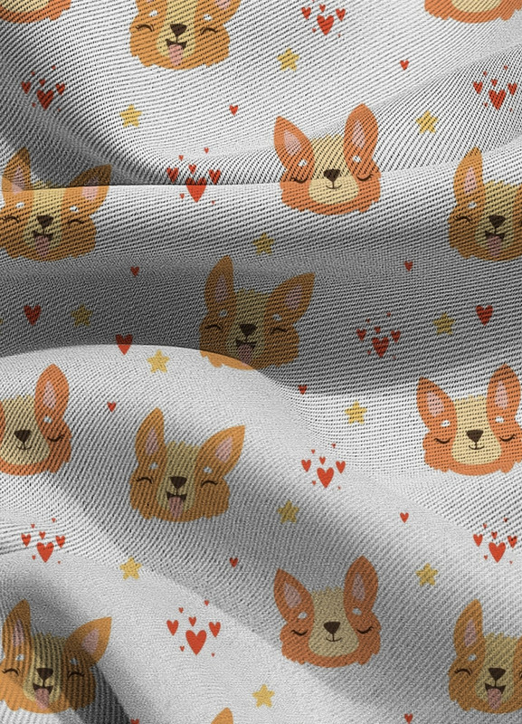 Tecido Blackout Estampa Digital Corgi Dog 1,35m de Largura