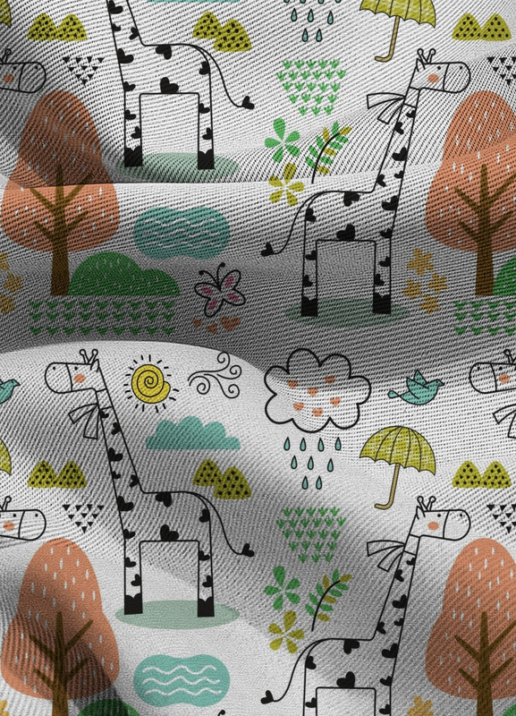 Tecido Blackout Estampa Digital Girafa Feliz 1,35m de Largura