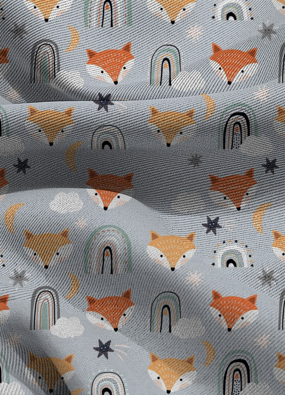 Tecido Blackout Estampa Digital Raposa Feliz 1,35m de Largura