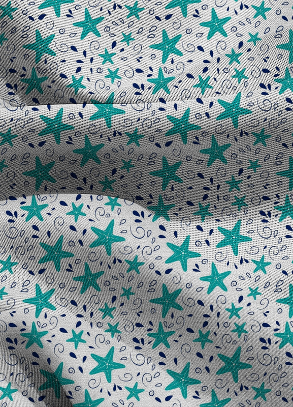 Tecido Blackout Estampa Digital  Estrela Do Mar Azul 1,35m de Largura