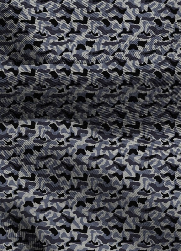 Tecido Blackout Estampa Digital Camuflado Cinza e Preto 1,35m de Largura