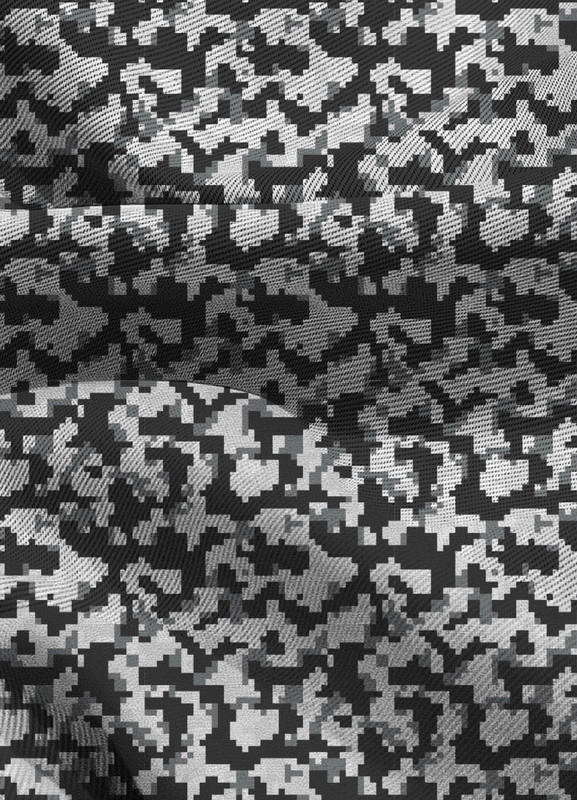 Tecido Blackout Estampa Digital Camuflado Pixel Preto 1,35m de Largura