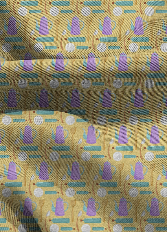 Tecido Blackout Estampa Digital Café da Manhã 1,35m de Largura