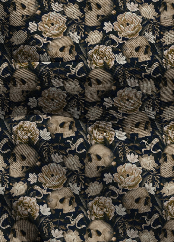 Tecido Blackout Estampa Digital Caveira Floral 1,35m de Largura