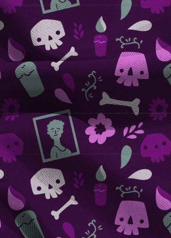 Tecido Blackout Estampa Digital Caveira Quadros 1,35m de Largura