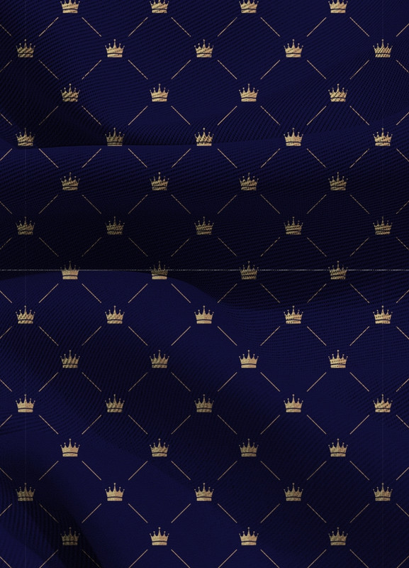 Tecido Blackout Estampa Digital  Mini Coroa Fundo Marinho 1,35m de Largura