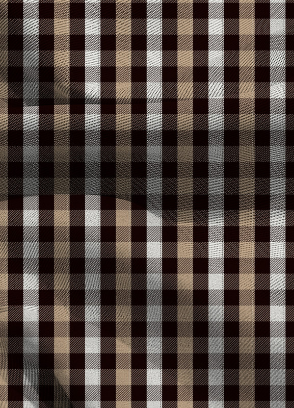 Tecido Blackout Estampa Digital  Xadrez Mini Marrom e Branco 1,35m de Largura