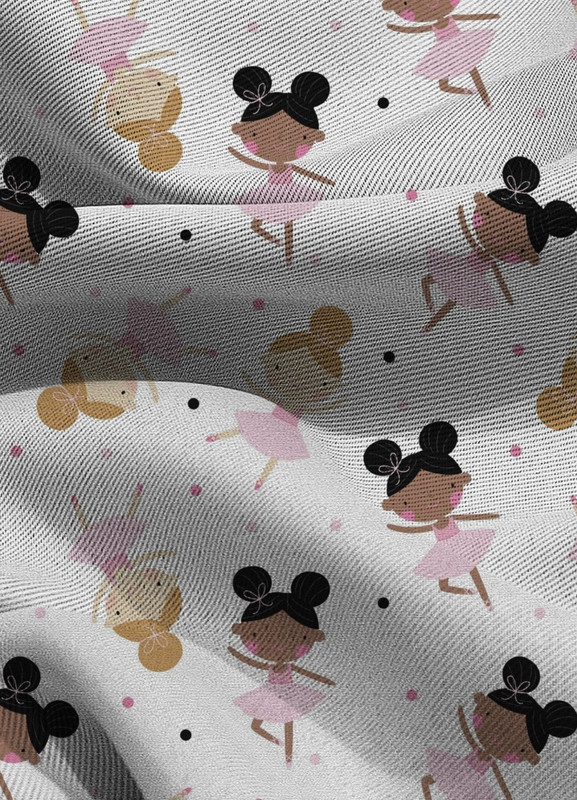 Tecido Blackout Estampa Digital Balé Infantil 1,35m de Largura