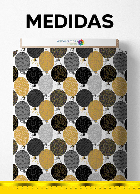 Tecido Blackout Estampa Digital Balõezinhos Coloridos 1,35m de Largura