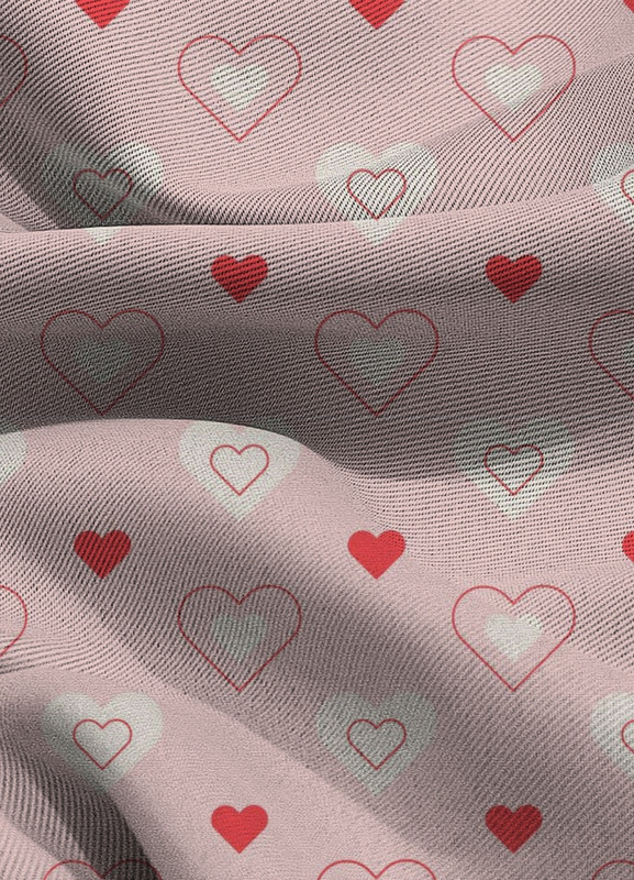 Tecido Blackout Estampa Digital Coração Love Rosa 1,35m de Largura