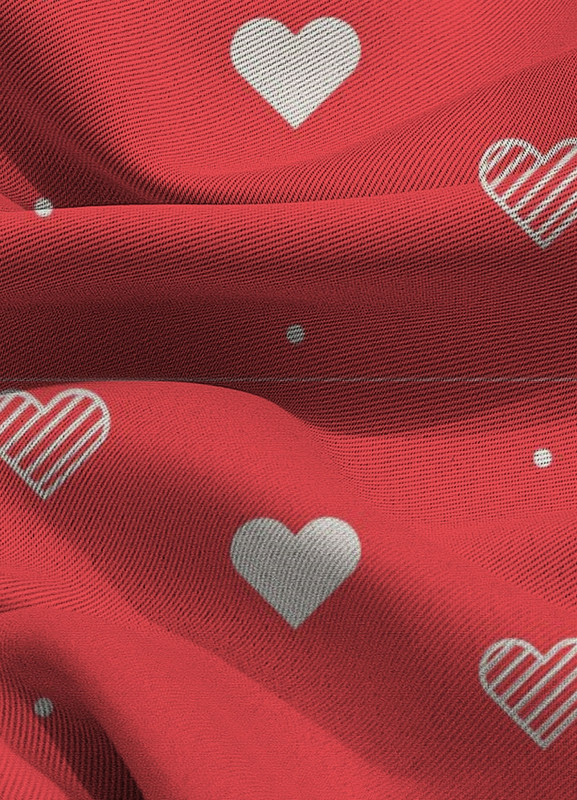 Tecido Blackout Estampa Digital Corações Fundo Vermelho 1,35m de Largura