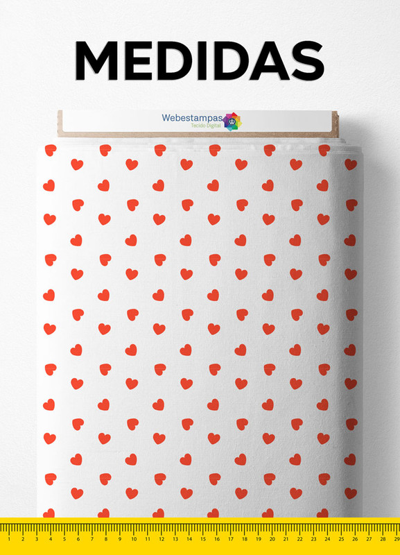 Tecido Blackout Estampa Digital Mini Corações 1,35m de Largura