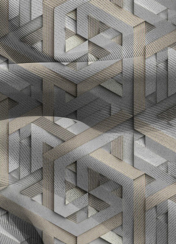 Tecido Blackout Estampa Digital Mosaico 3D 1,35m de Largura