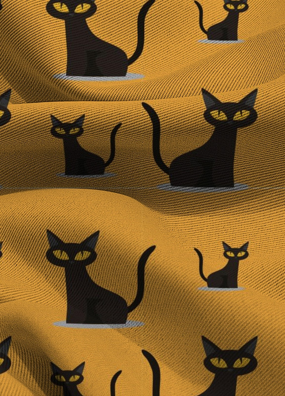 Tecido Blackout Estampa Digital Gatinho Halloween 1,35m de Largura