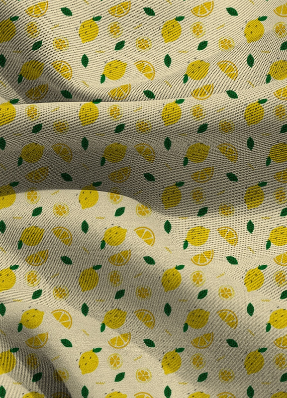 Tecido Blackout Estampa Digital Limão Fundo Amarelo 1,35m de Largura