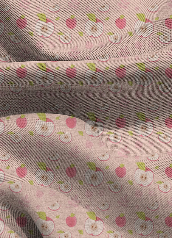 Tecido Blackout Estampa Digital Maçã Rosa Claro 1,35m de Largura