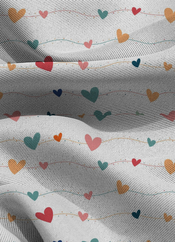 Tecido Blackout Estampa Digital Mini Corações Coloridos 1,35m de Largura