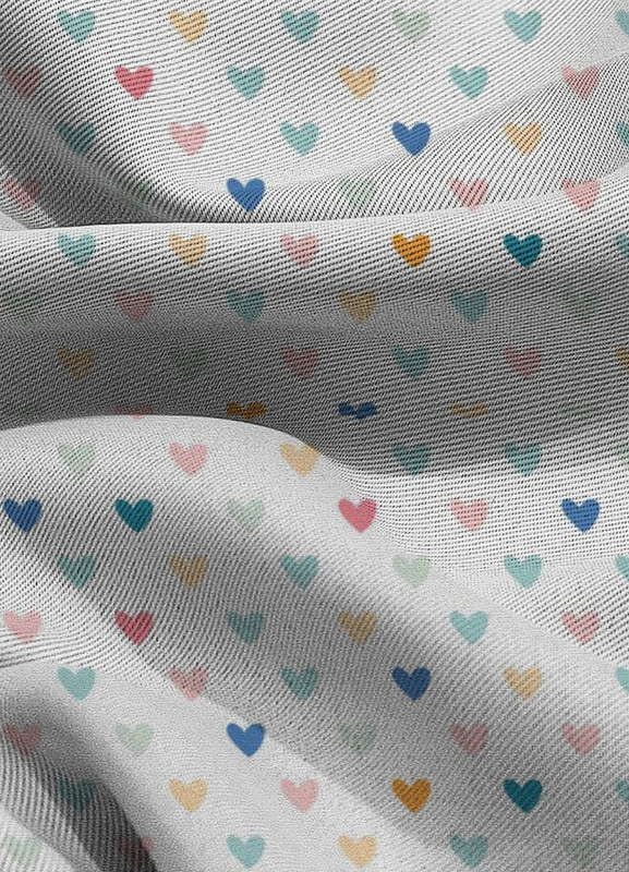 Tecido Blackout Estampa Digital Mosaico de Corações Fundo Branco 1,35m de Largura