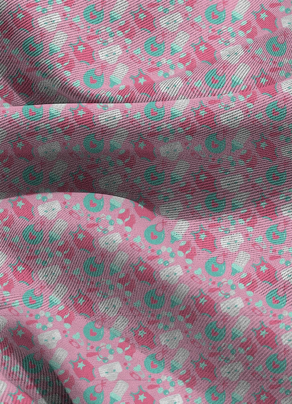 Tecido Blackout Estampa Digital Roupinha Rosa e Azul 1,35m de Largura