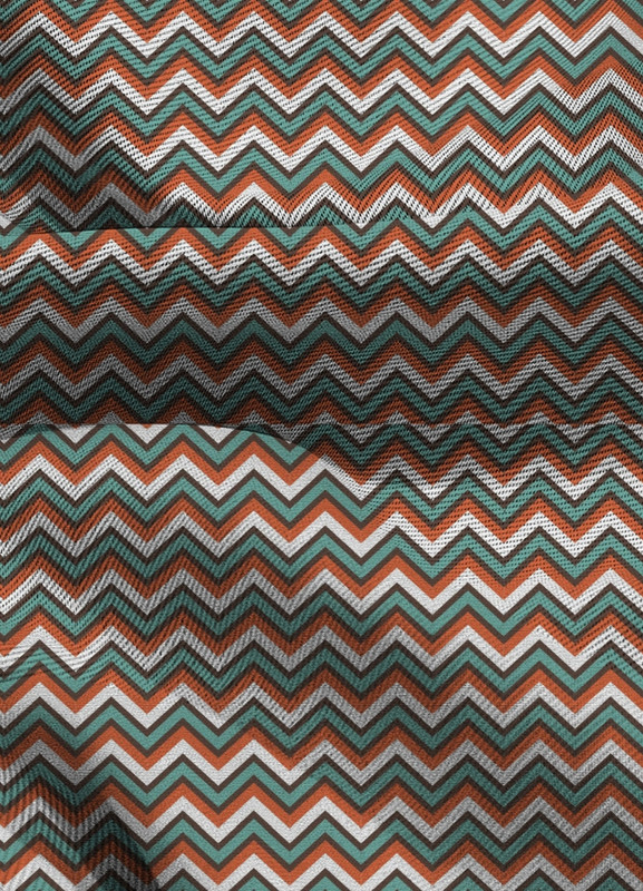 Tecido Blackout Estampa Digital Chevron Azul Marrom e Laranja  1,35m de Largura