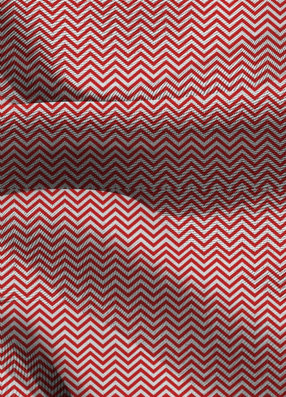 Tecido Blackout Estampa Digital Chevron Vermelho e Branco 1,35m de Largura