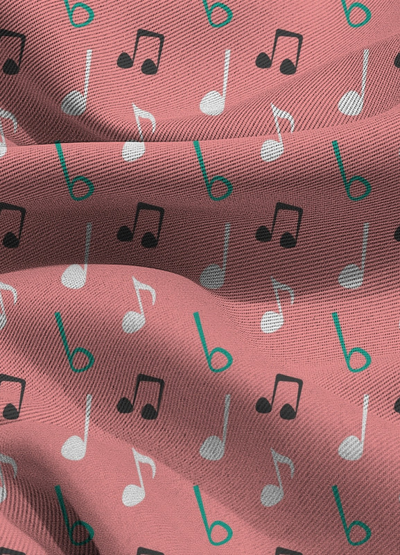 Tecido Blackout Estampa Digital Nota Musical Azul Fundo Rosa 1,35m de Largura