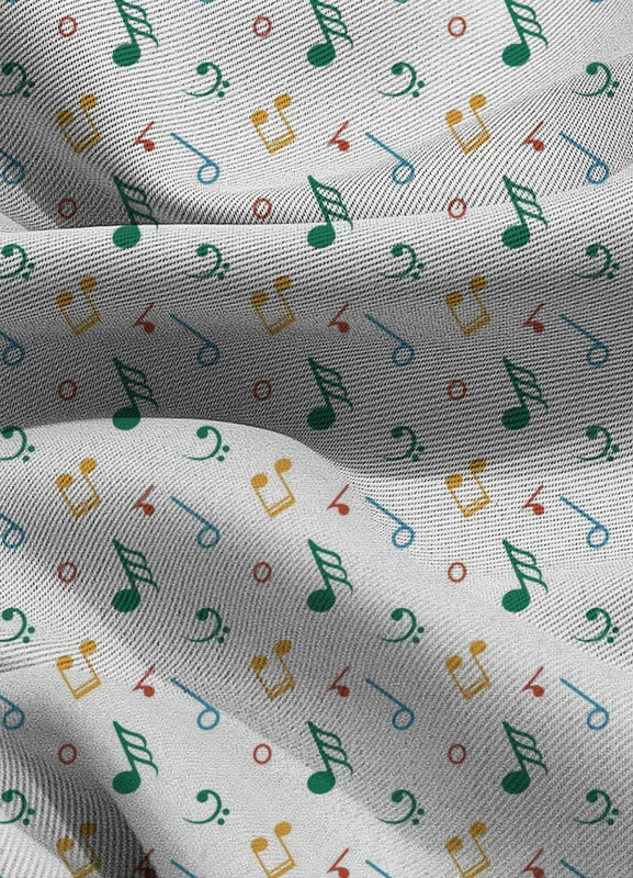 Tecido Blackout Estampa Digital Notas Musicais Fundo Branco 1,35m de Largura
