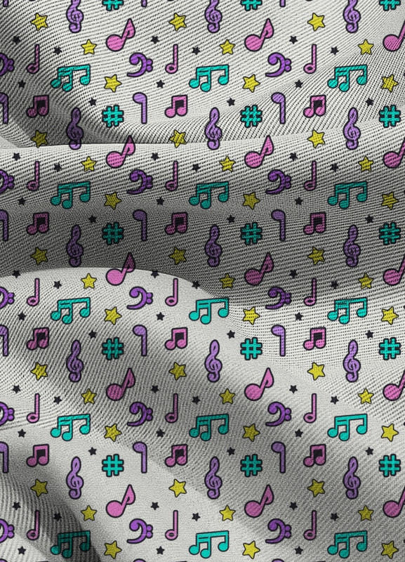 Tecido Blackout Estampa Digital Notas Musicais Infantil 1,35m de Largura