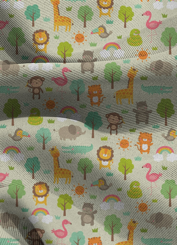 Tecido Blackout Estampa Digital Bichos da Floresta 1,35m de Largura