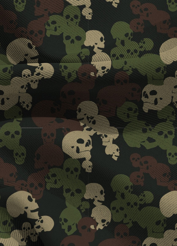 Tecido Blackout Estampa Digital Camuflado De Caveiras Verde 1,35m de Largura