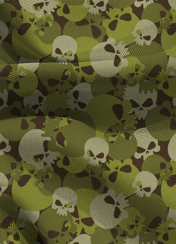 Tecido Blackout Estampa Digital Caveira Camuflada Verde e Branco 1,35m de Largura